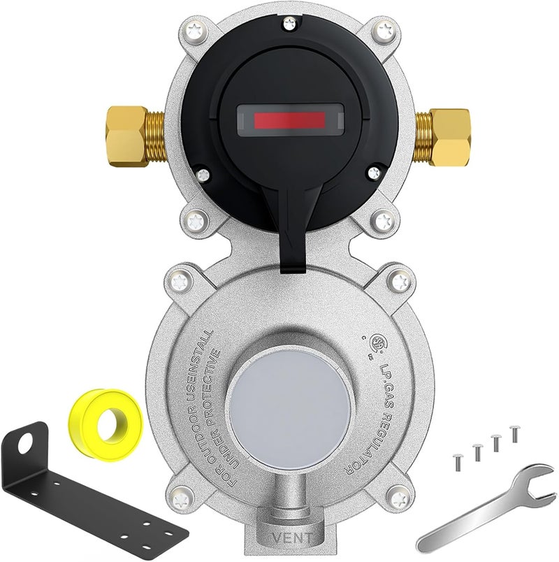 MEFUN Upgrade RV Propane 2-Stage Auto Changeover LP Propane Gas Regulator with Valve Support Features Auto Switch Over from Empty to Full Propane Tank Dual Propane Tank Regulator for RV Vans Trailers Camper - Image 1